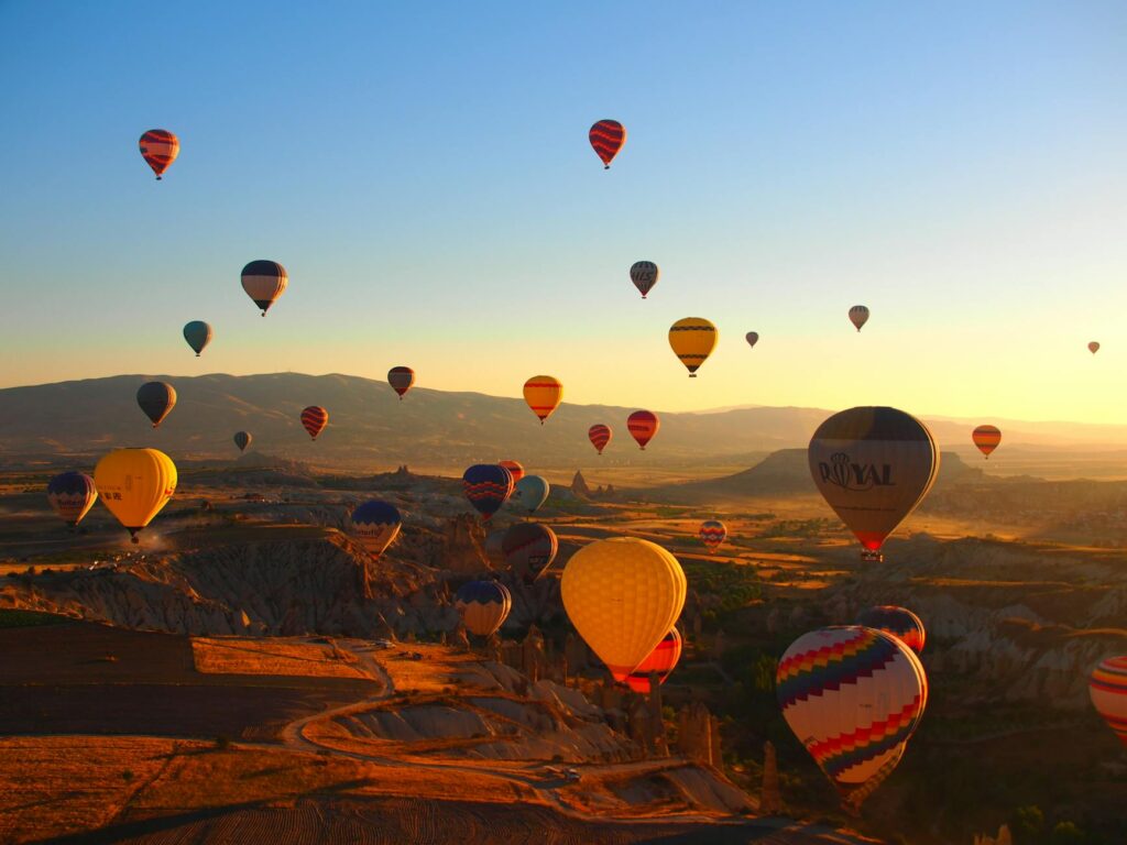 Multicolored Hot Air Balloons